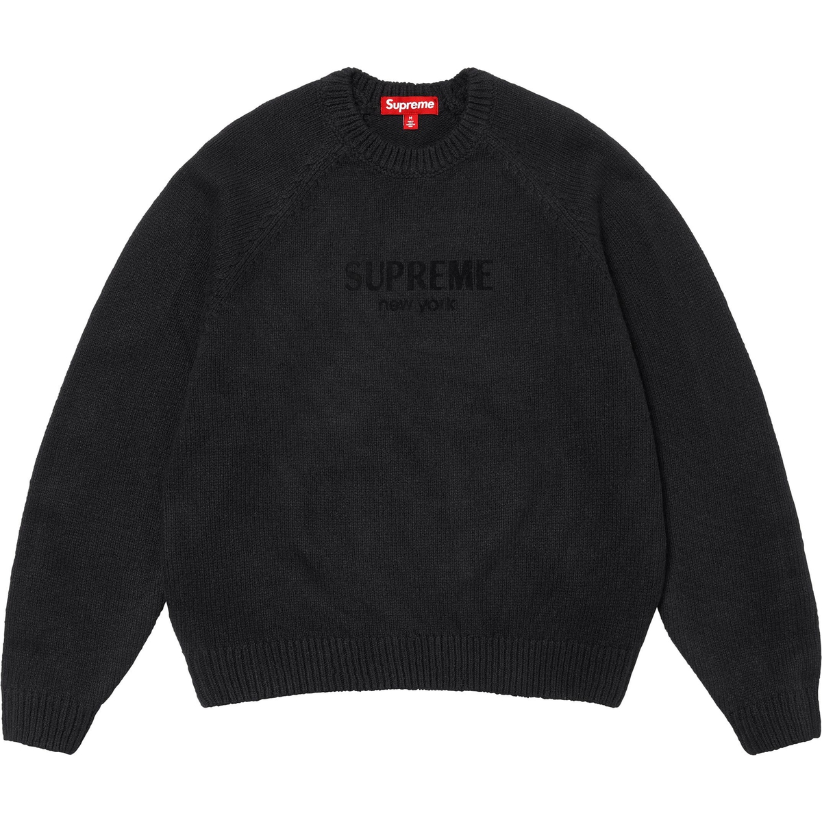 Supreme Flocked Logo Sweater (FW24) - Black - $168