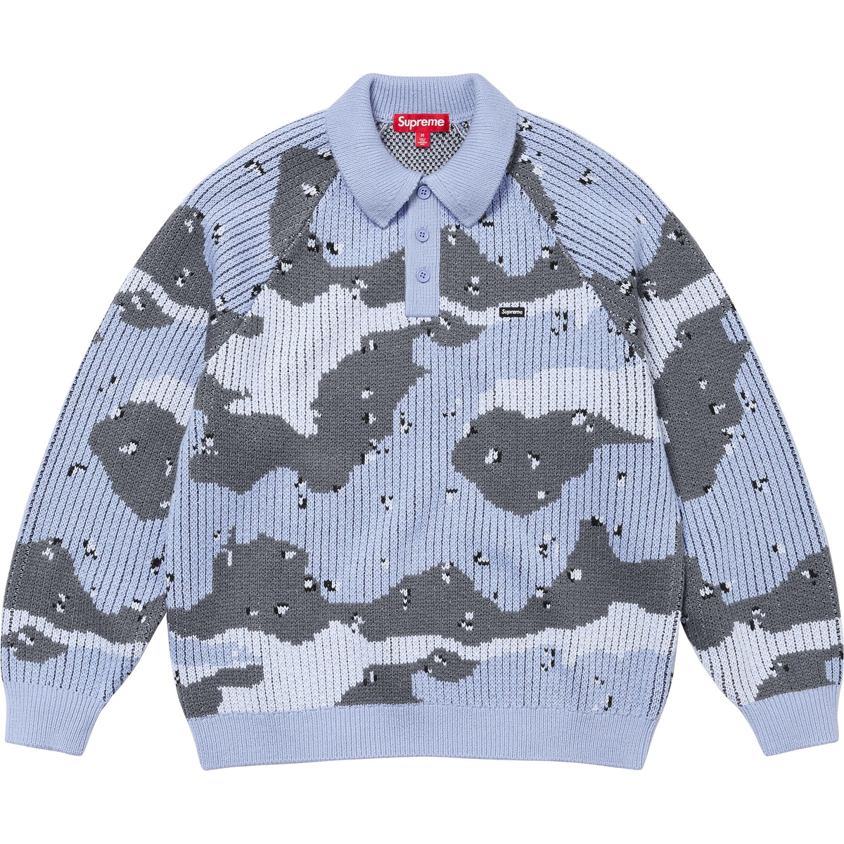 Supreme Small Box Polo Sweater (FW24) - Blue Camo - $148