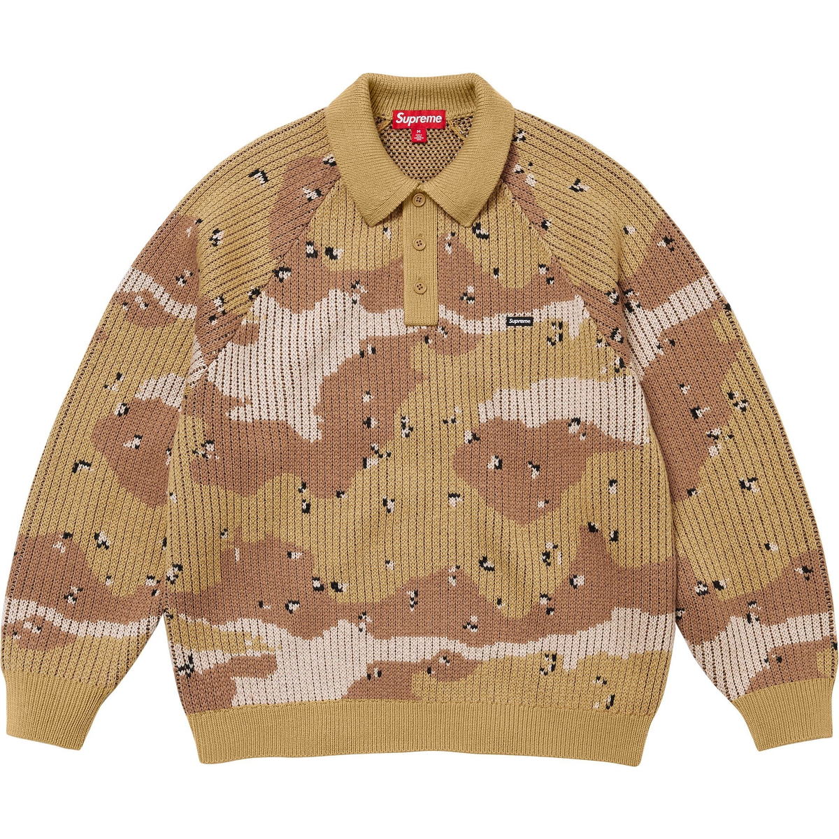 Supreme Small Box Polo Sweater (FW24) - Desert Camo - $148