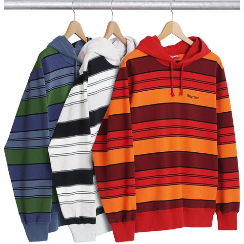 Supreme Striped Hooded Crewneck (SS17) - $128