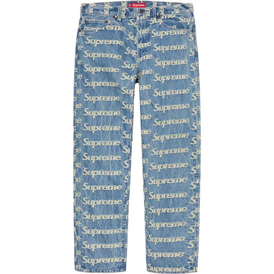 Supreme Frayed Logos Regular Jean (SS21) - $188