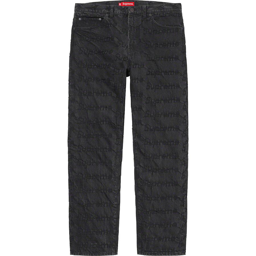 Supreme Frayed Logos Regular Jean (SS21) - $188