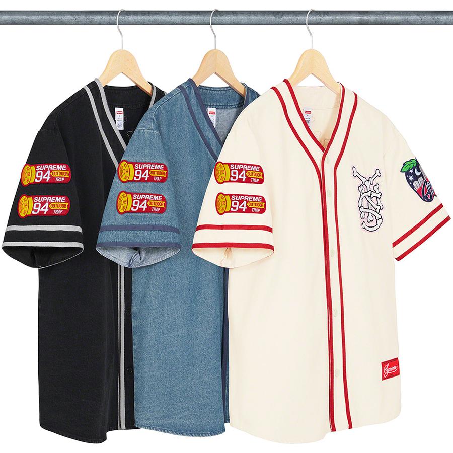Supreme Patches Denim Baseball Jersey (SS21) - $198