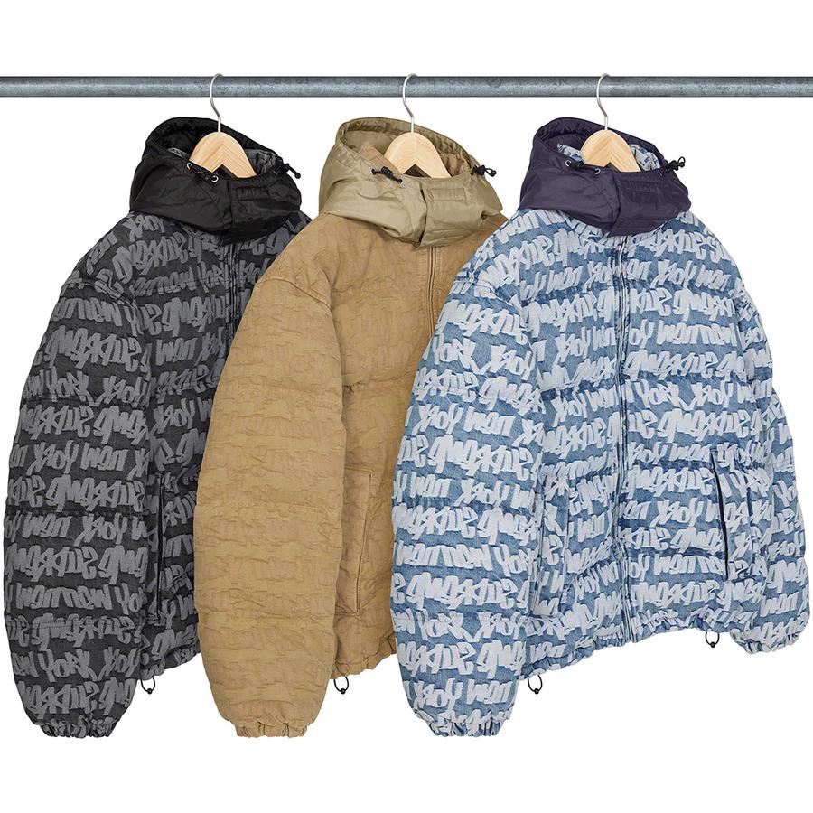 Supreme Fat Tip Jacquard Denim Puffer Jacket (SS22) - $348