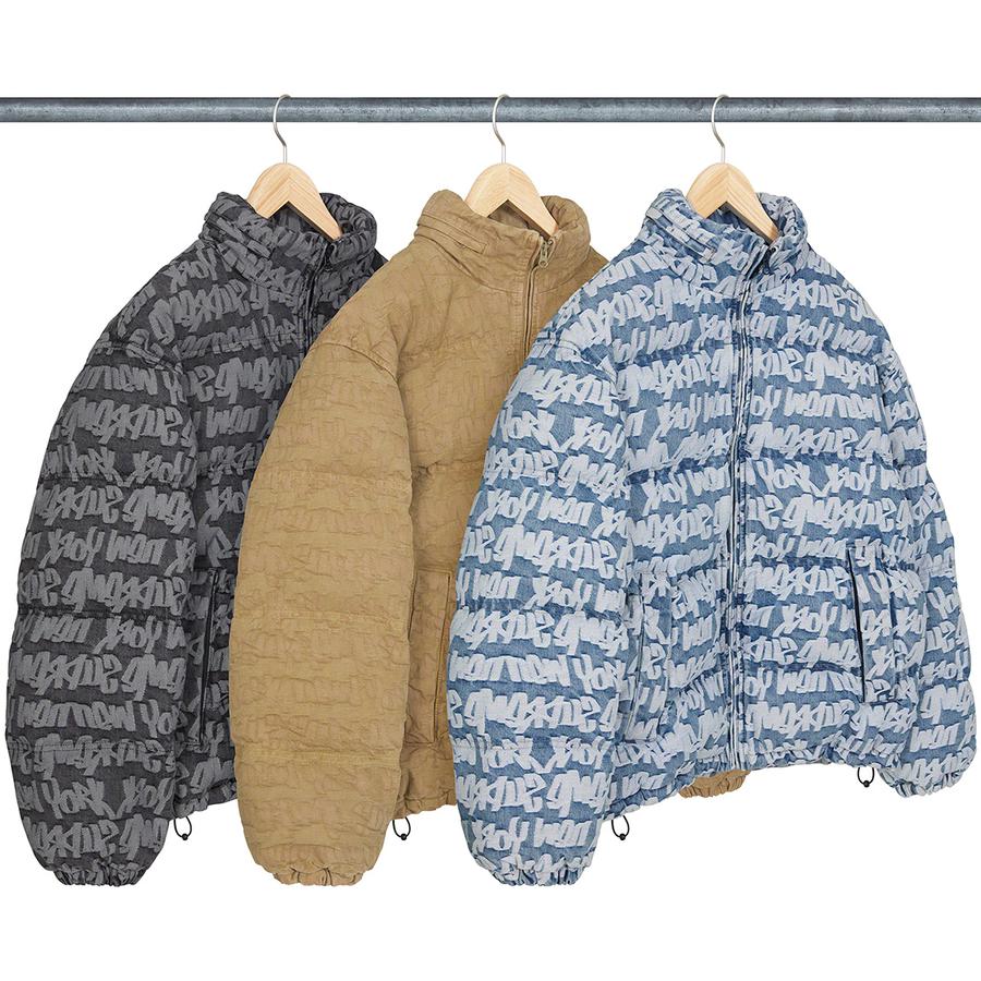 Supreme Fat Tip Jacquard Denim Puffer Jacket (SS22) - $348