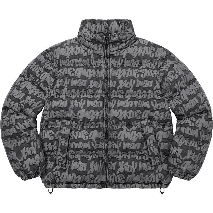 Supreme Fat Tip Jacquard Denim Puffer Jacket (SS22) - $348
