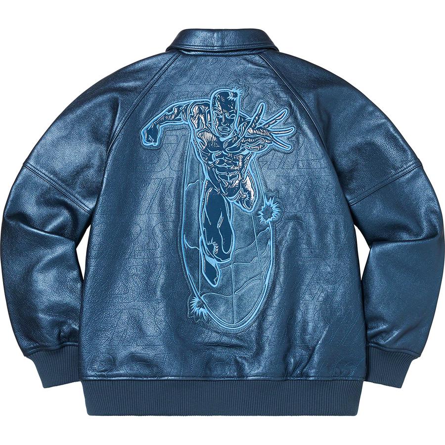 Supreme Silver Surfer Leather Varsity Jacket (SS22) - $798