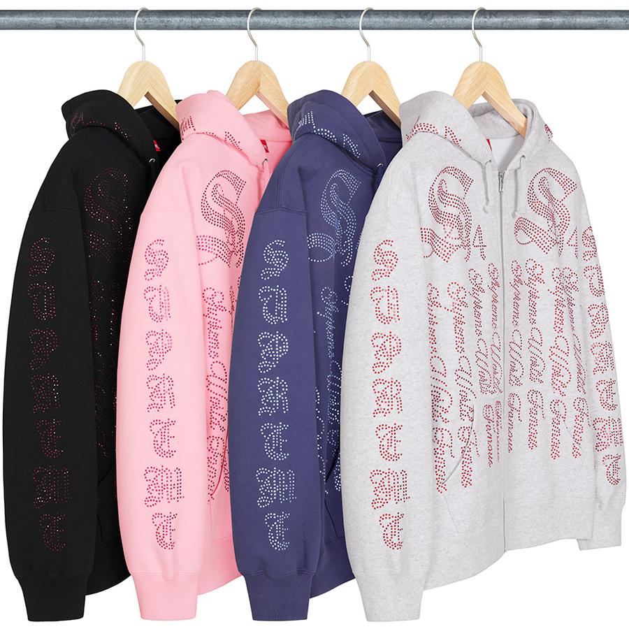 Supreme Rhinestone Zip Up Hooded Sweatshirt (SS22) - $178