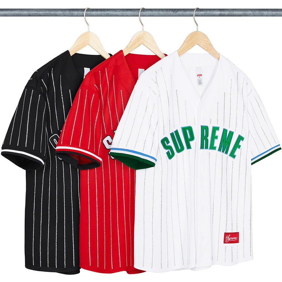 Supreme Rhinestone Stripe Baseball Jersey (SS22) - $148