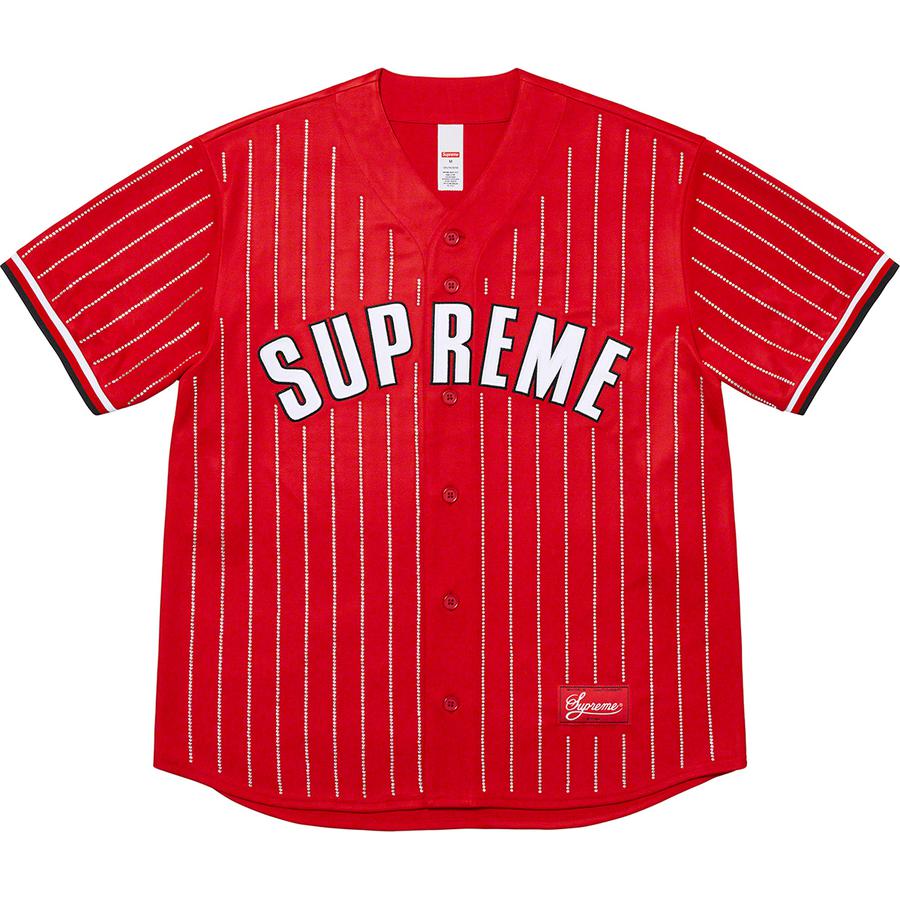 Supreme Rhinestone Stripe Baseball Jersey (SS22) - $148
