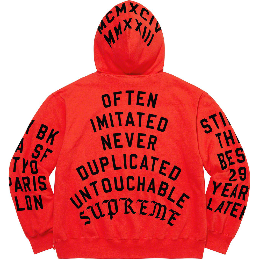 Supreme Supreme Team Flocked Hooded Sweatshirt (SS23) - $178
