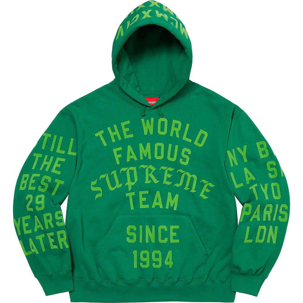 Supreme Supreme Team Flocked Hooded Sweatshirt (SS23) - $178