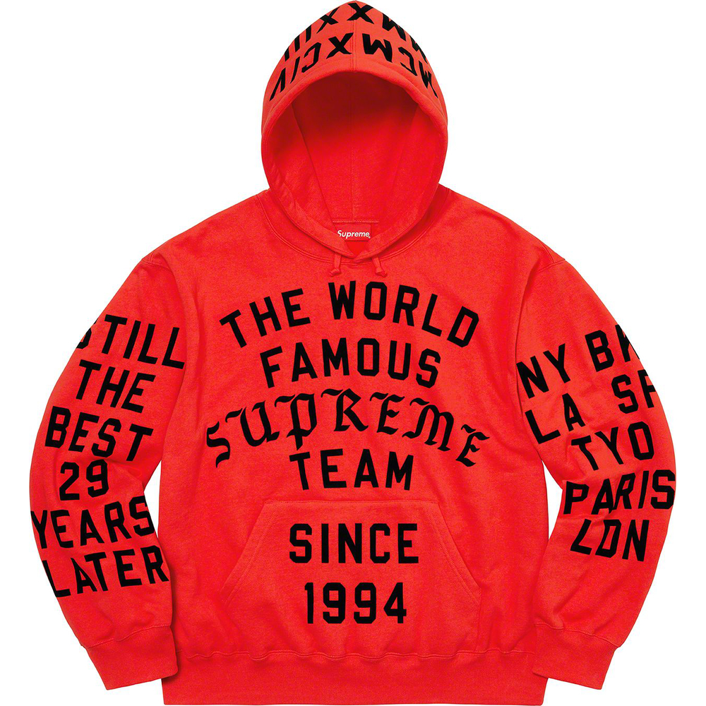 Supreme Supreme Team Flocked Hooded Sweatshirt (SS23) - $178