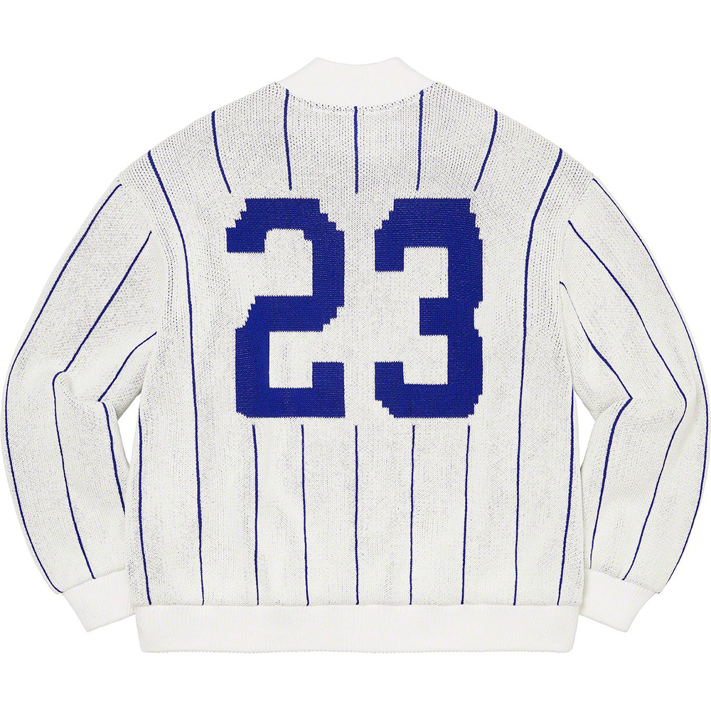 Supreme Pinstripe Varsity Zip Up Sweater (SS23) - $198