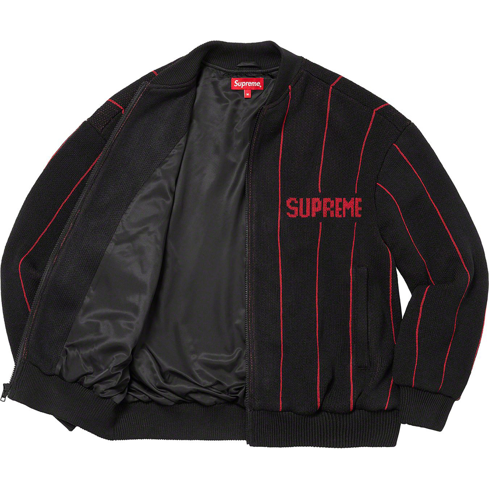 Supreme Pinstripe Varsity Zip Up Sweater (SS23) - [hidden] - $198
