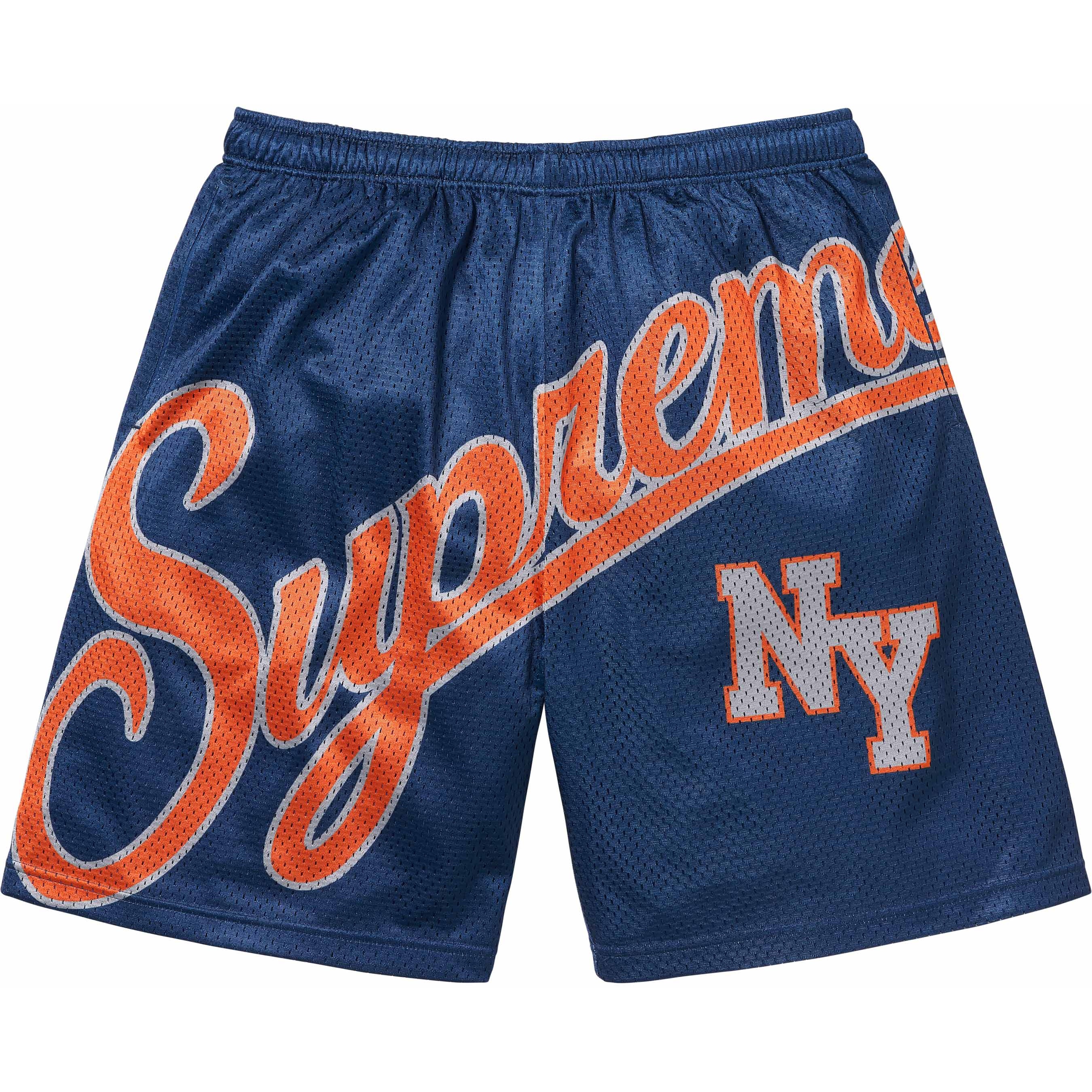 Supreme Big Script Mesh Short (SS24) - Navy - $110
