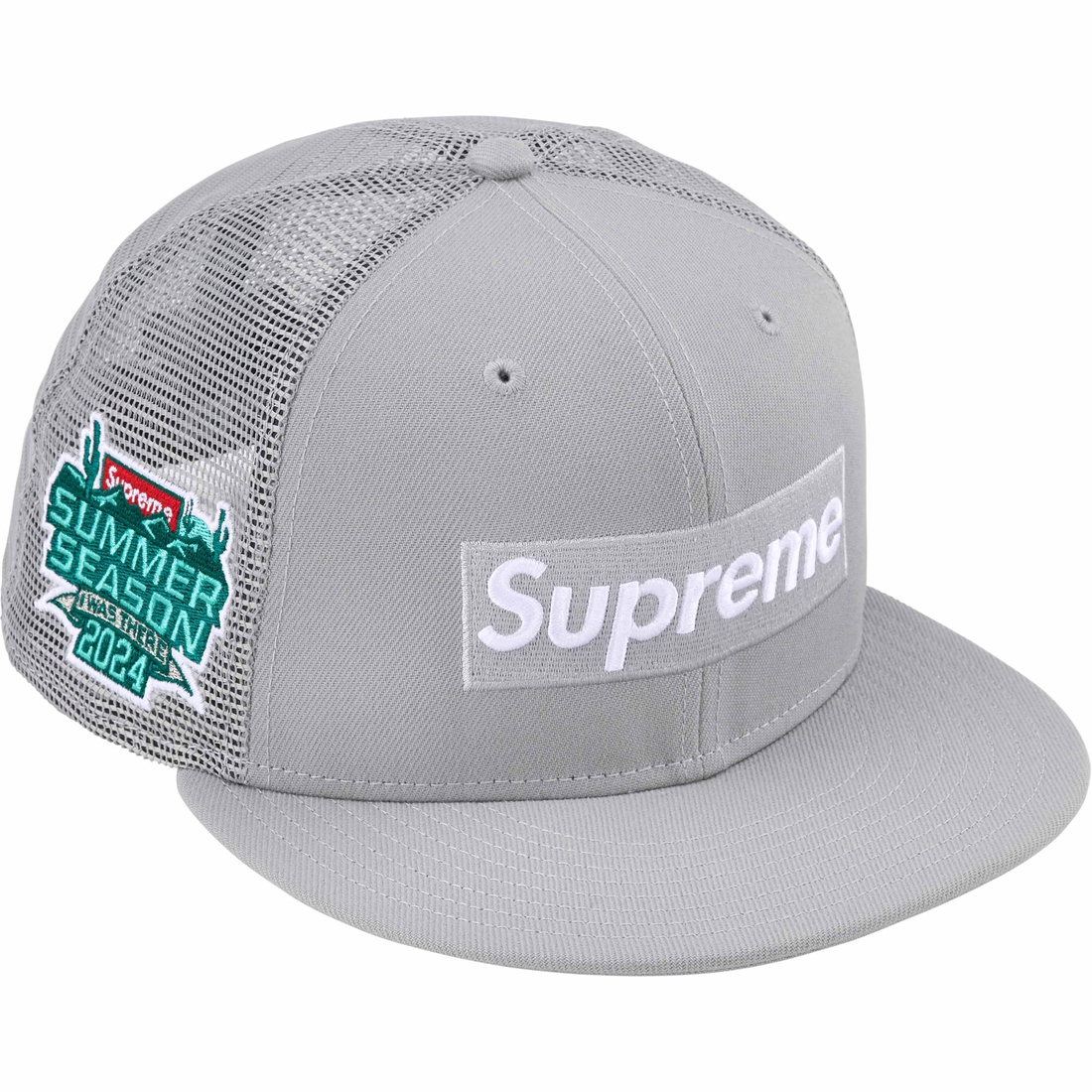 Supreme Box Logo Mesh Back New Era (SS24) - Grey - $54
