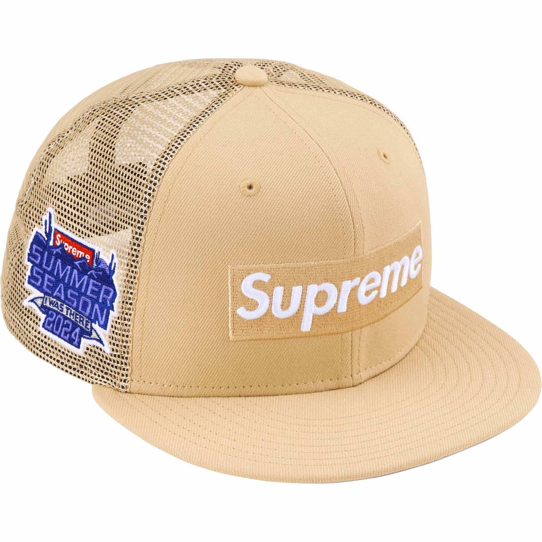 Supreme Box Logo Mesh Back New Era (SS24) - Light Gold - $54