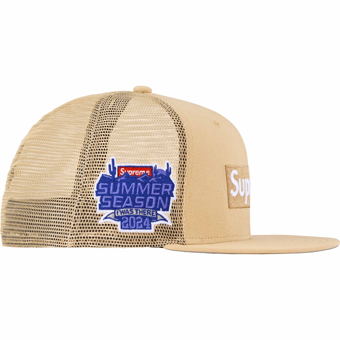 Supreme Box Logo Mesh Back New Era (SS24) - Light Gold - $54