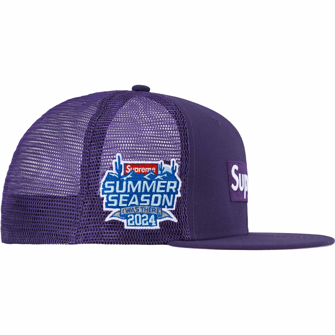 Supreme Box Logo Mesh Back New Era (SS24) - Purple - $54