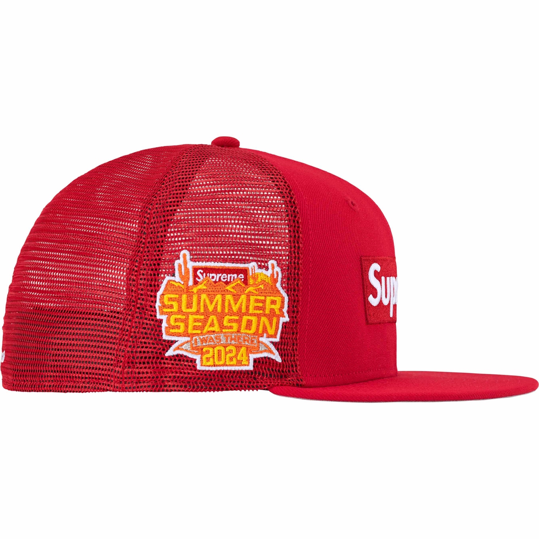 Supreme Box Logo Mesh Back New Era (SS24) - Red - $54