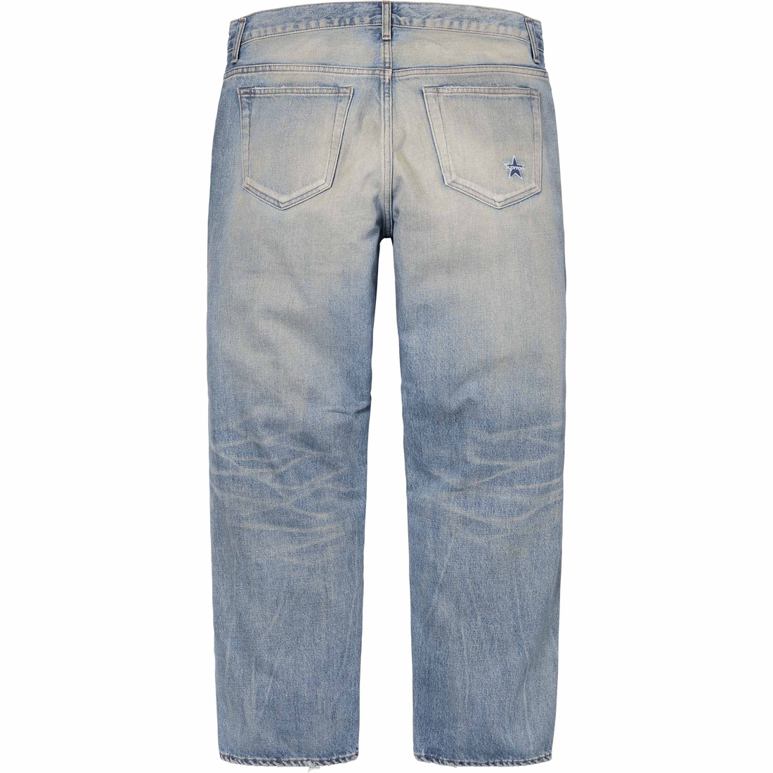 Supreme Distressed Loose Fit Selvedge Jean (SS24) - Washed Indigo - $298