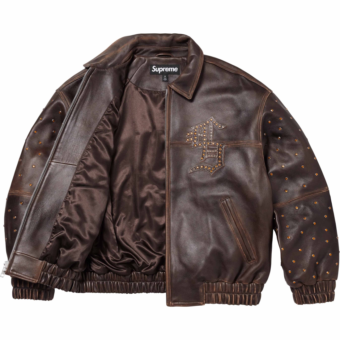Supreme Gem Studded Leather Jacket (SS24) - Brown - $998