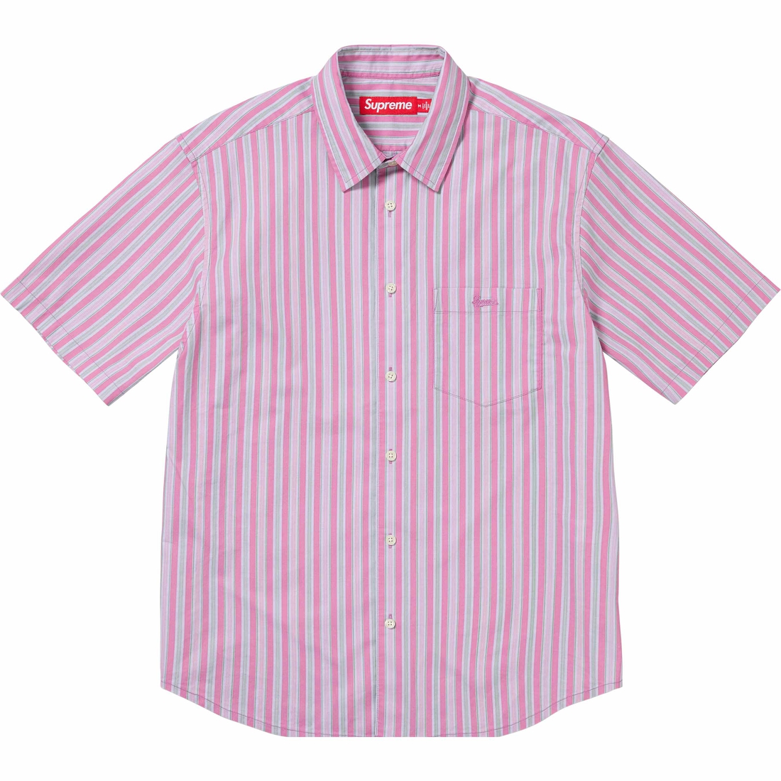 Supreme Loose Fit Multi Stripe S S Shirt (SS24) - Pink - $128