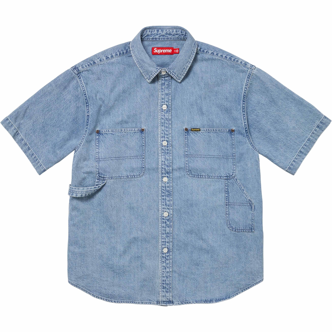 Supreme Loose Fit S S Denim Painter Shirt (SS24) - Washed Blue - $128