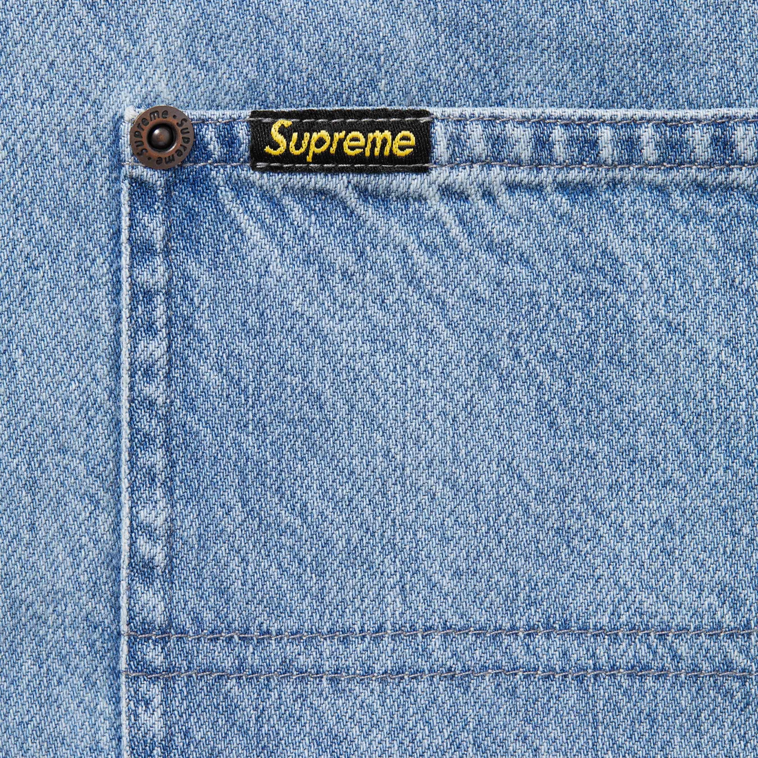Supreme Loose Fit S S Denim Painter Shirt (SS24) - Washed Blue - $128