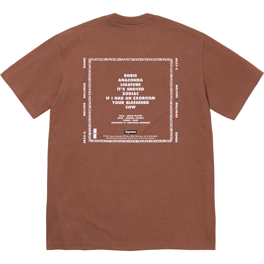 Supreme Melvins Bullhead Tee (SS24) - Brown - $48