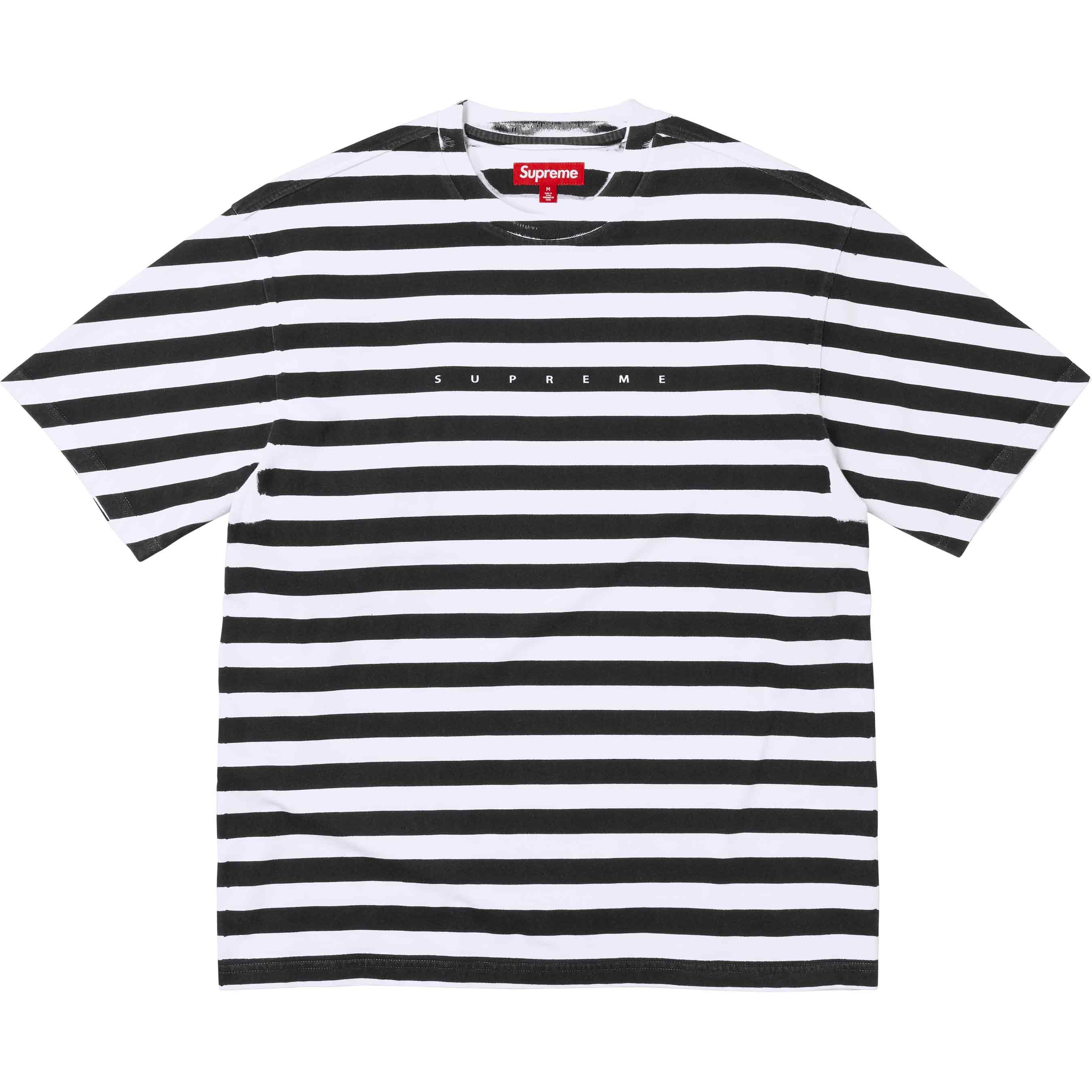 Supreme Overprint Stripe S S Top (SS24) - Black - $88