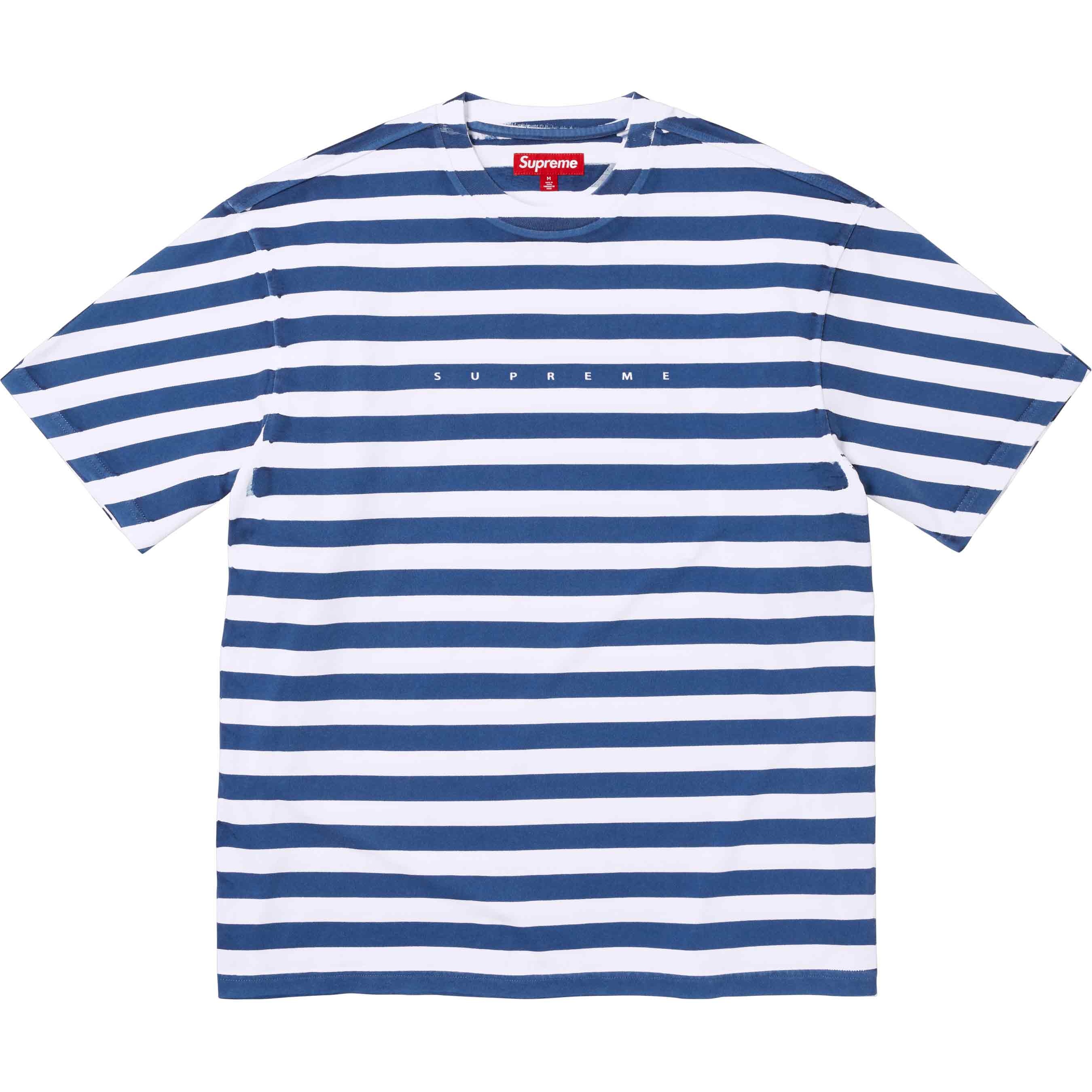 Supreme Overprint Stripe S S Top (SS24) - Navy - $88
