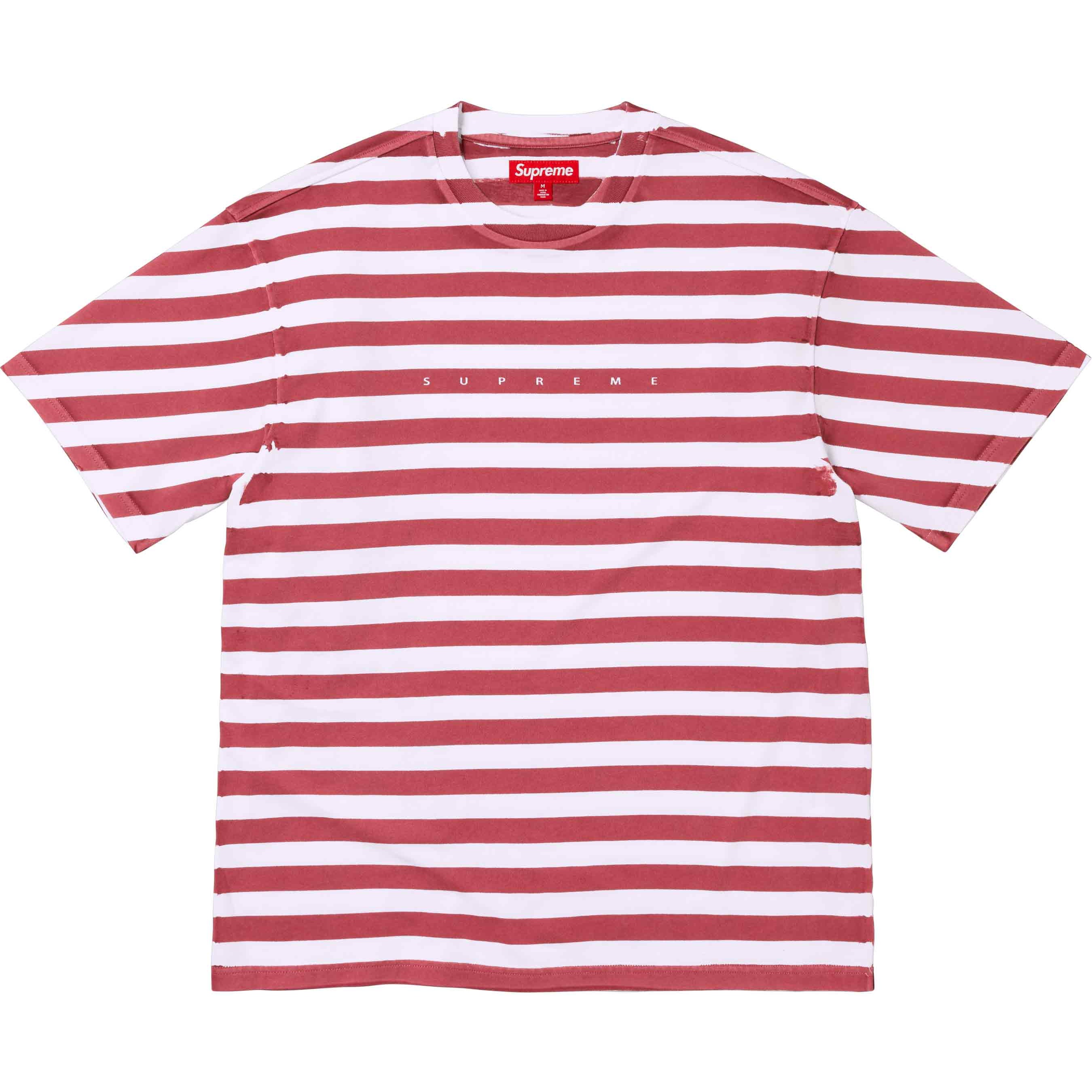 Supreme Overprint Stripe S S Top (SS24) - Red - $88