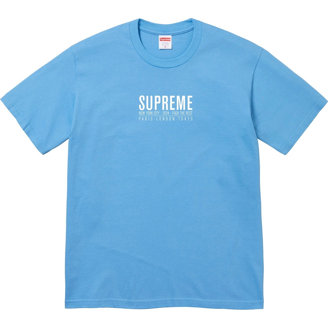Supreme Paris Tee (SS24) - Bright Blue - $40