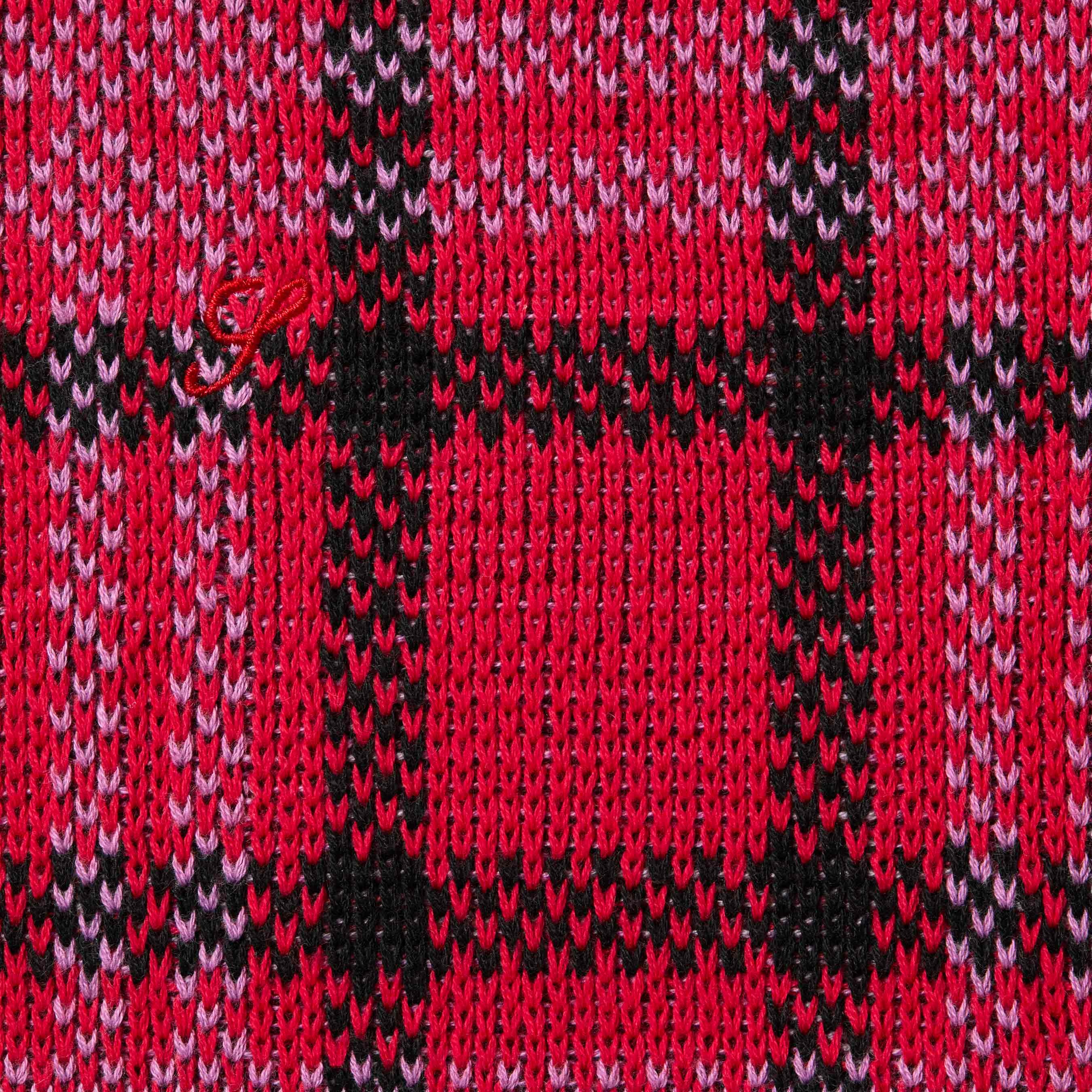 Supreme Plaid Knit S S Polo (SS24) - Red - $128
