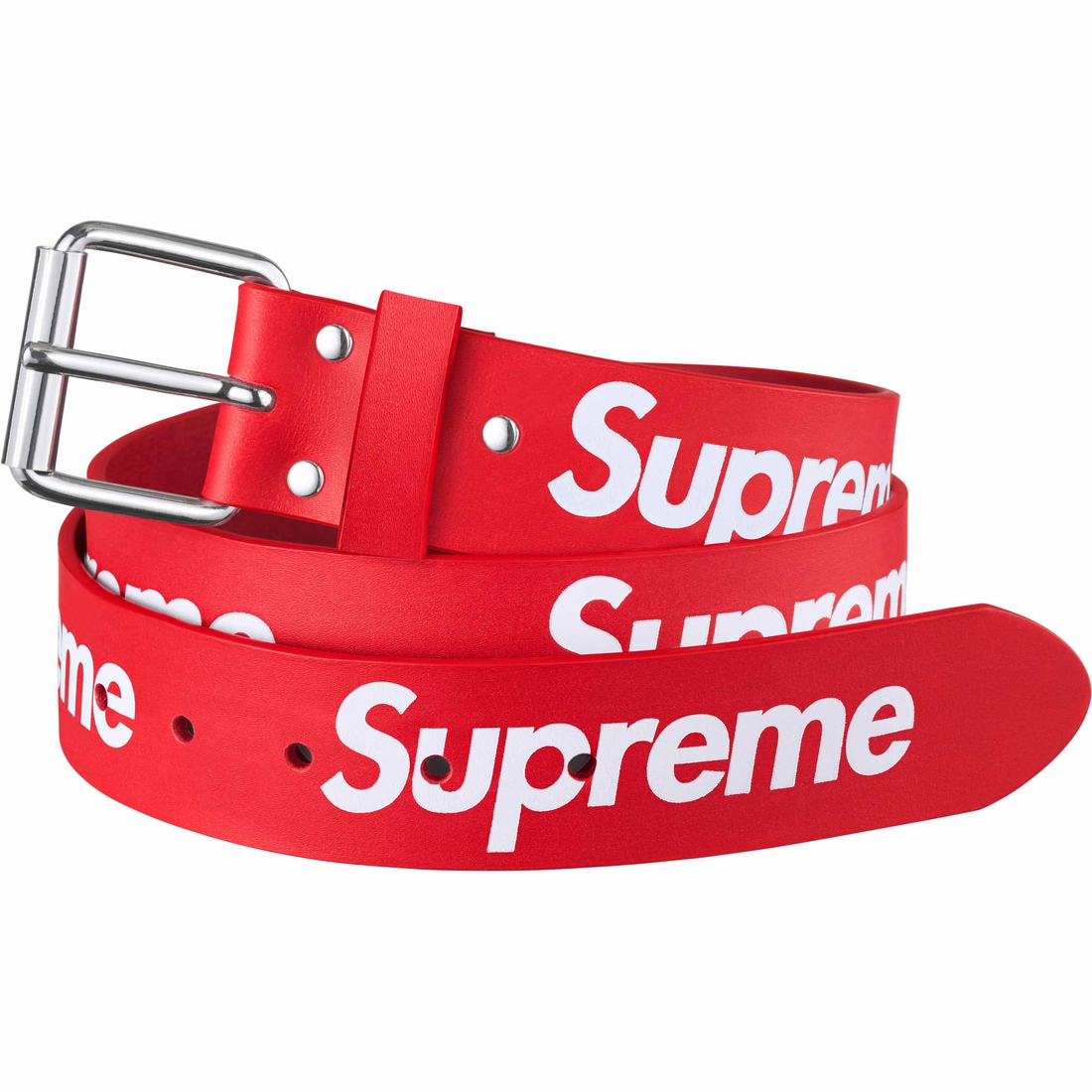 Supreme Repeat Leather Belt (SS24) - Red - $148