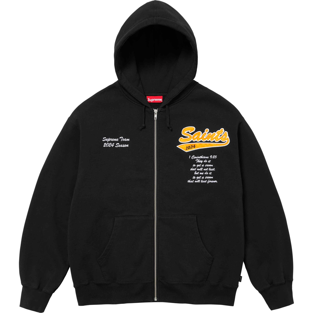 Supreme Salvation Zip Up Hooded Sweatshirt (SS24) - Black - $178