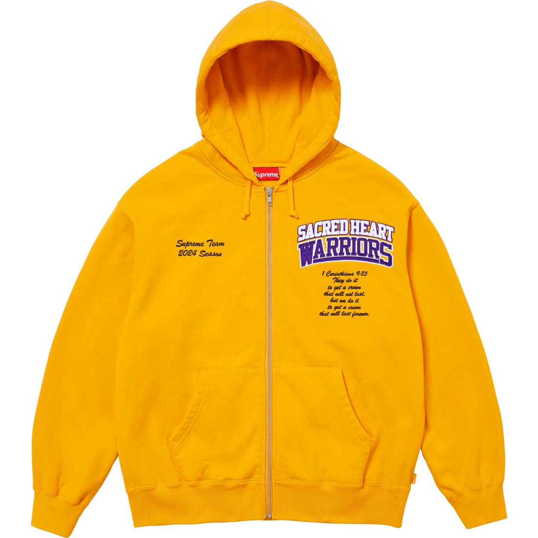 Supreme Salvation Zip Up Hooded Sweatshirt (SS24) - Gold - $178