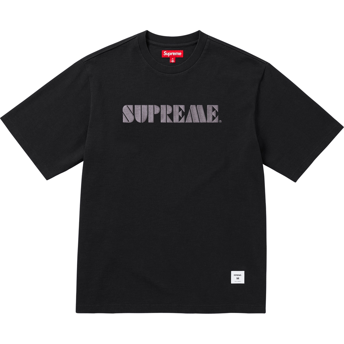 Supreme Stencil Embroidered S S Top (SS24) - Black - $78