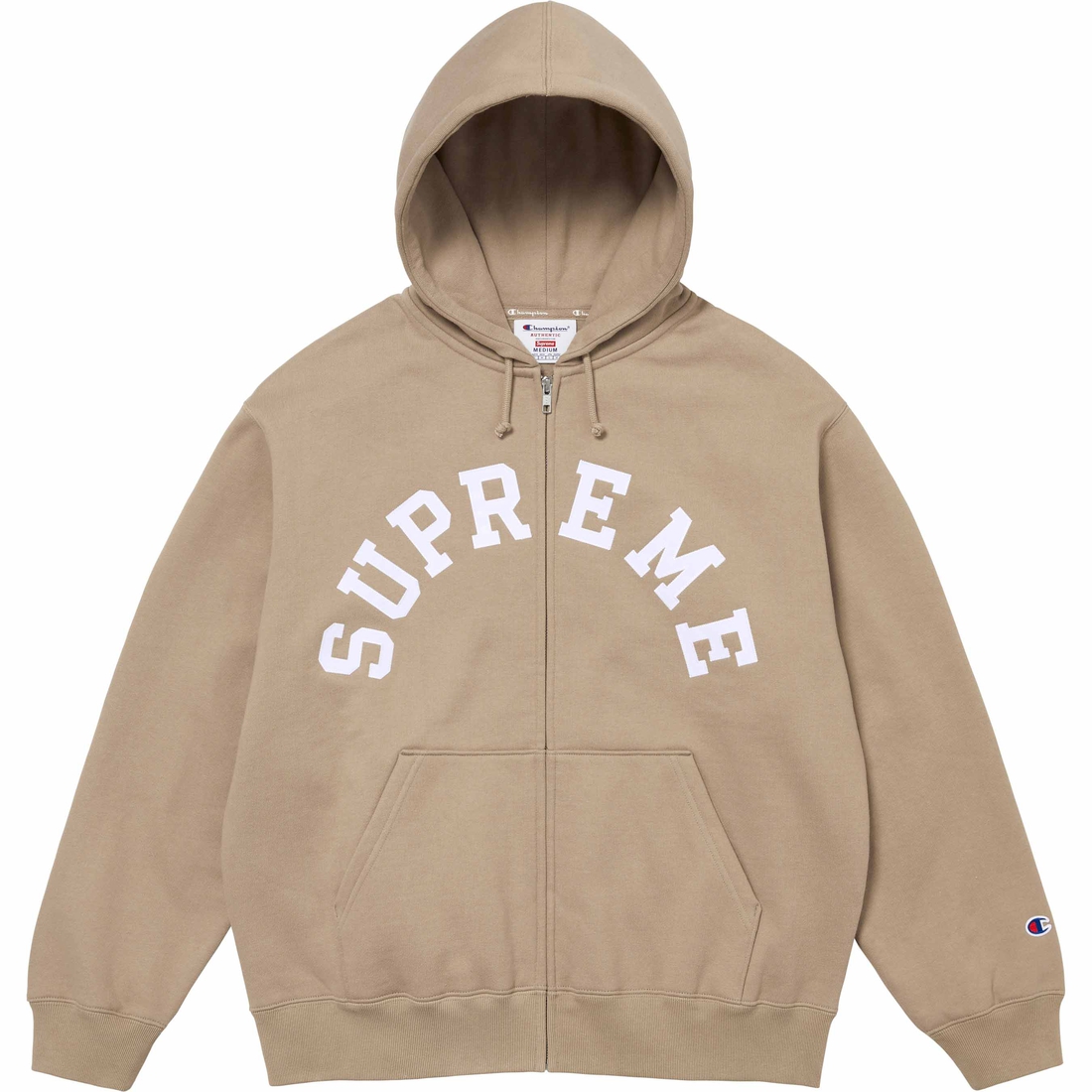 Supreme Supreme Champion Zip Up Hooded Sweatshirt (SS24) - Tan - $158