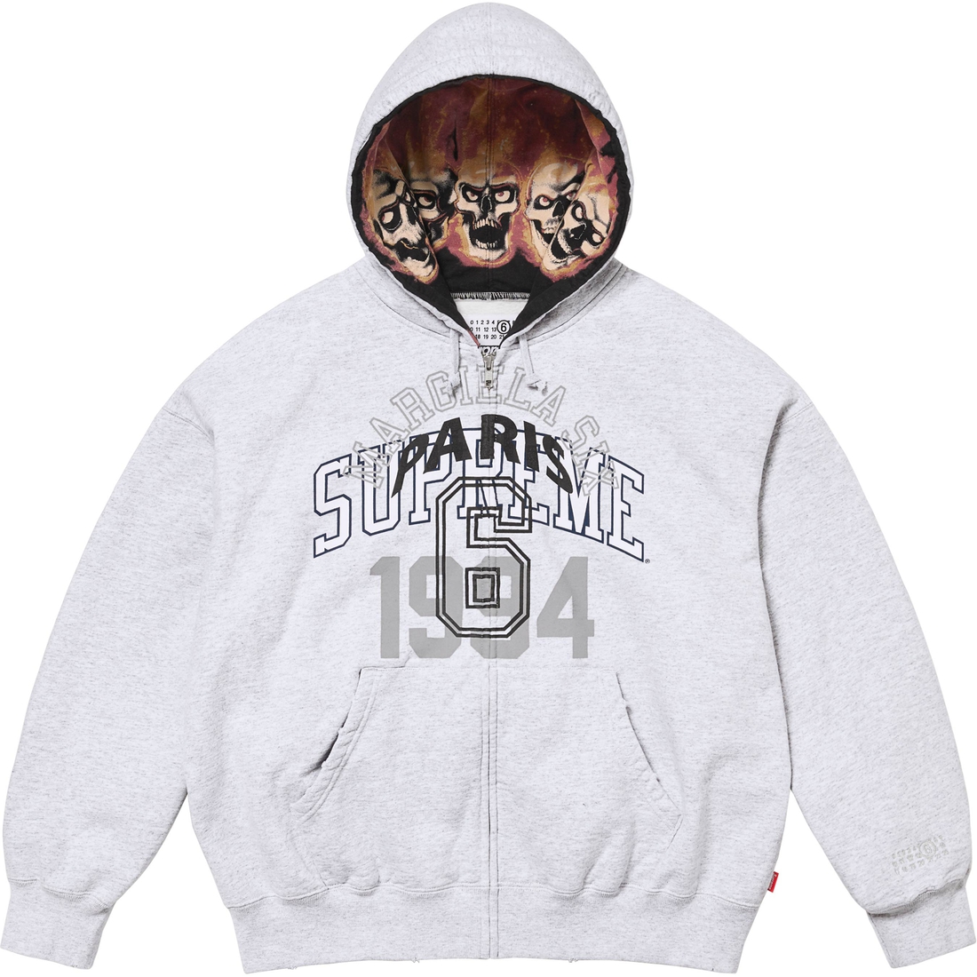 Supreme Supreme MM6 Maison Margiela Zip Up Hooded Sweatshirt (SS24) - Ash Grey - $248