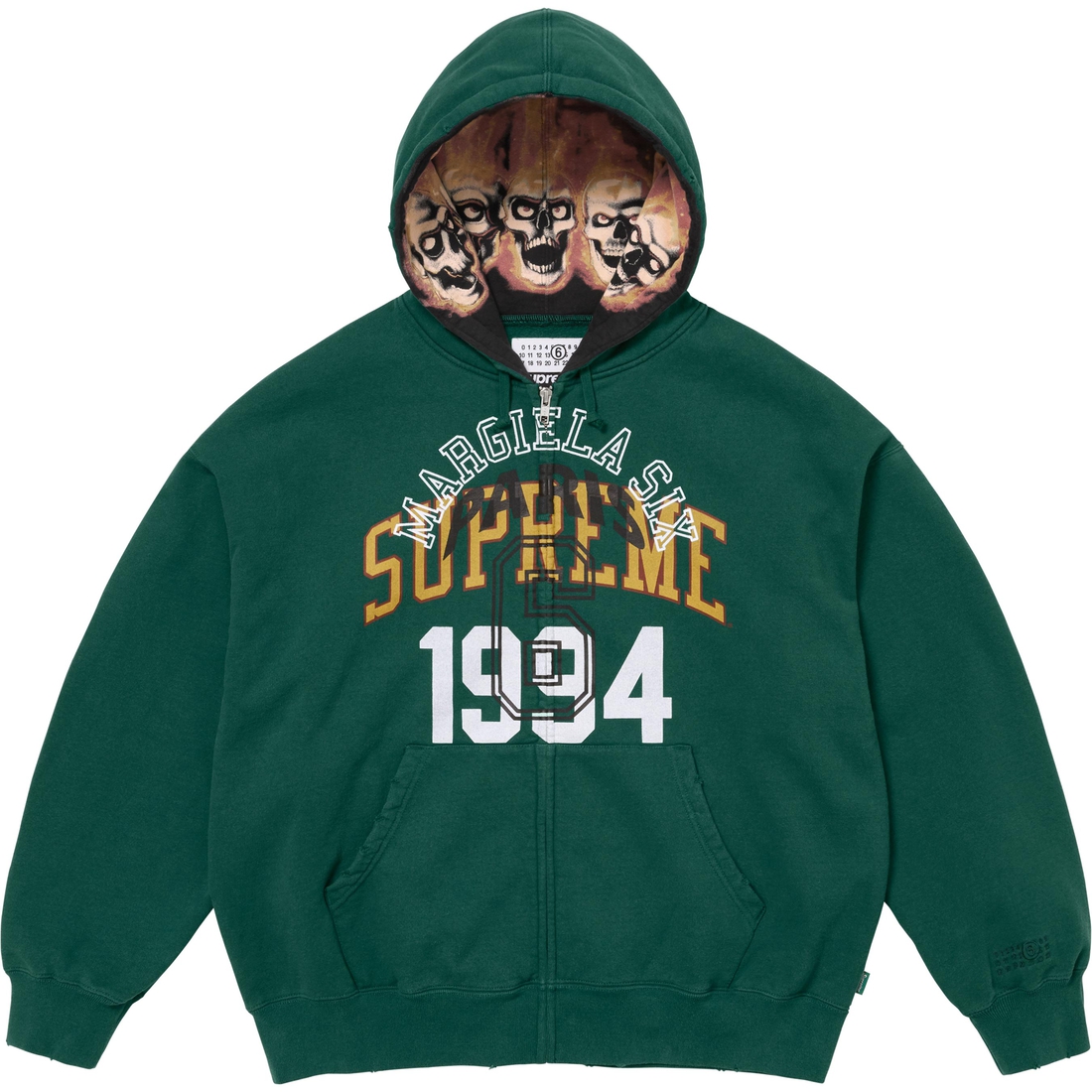 Supreme Supreme MM6 Maison Margiela Zip Up Hooded Sweatshirt (SS24) - Dark Green - $248