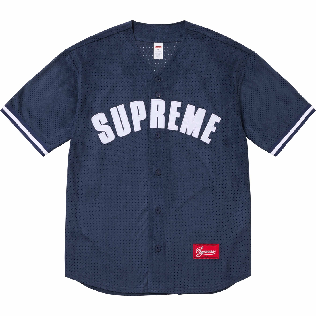 Supreme Ultrasuede Mesh Baseball Jersey (SS24) - Navy - $128