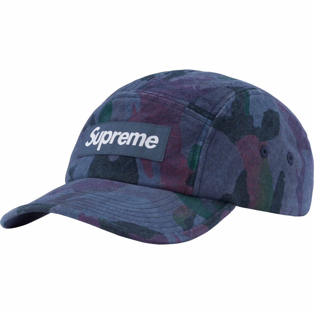 Supreme Washed Canvas Camp Cap (SS24) - Navy Camo - $54