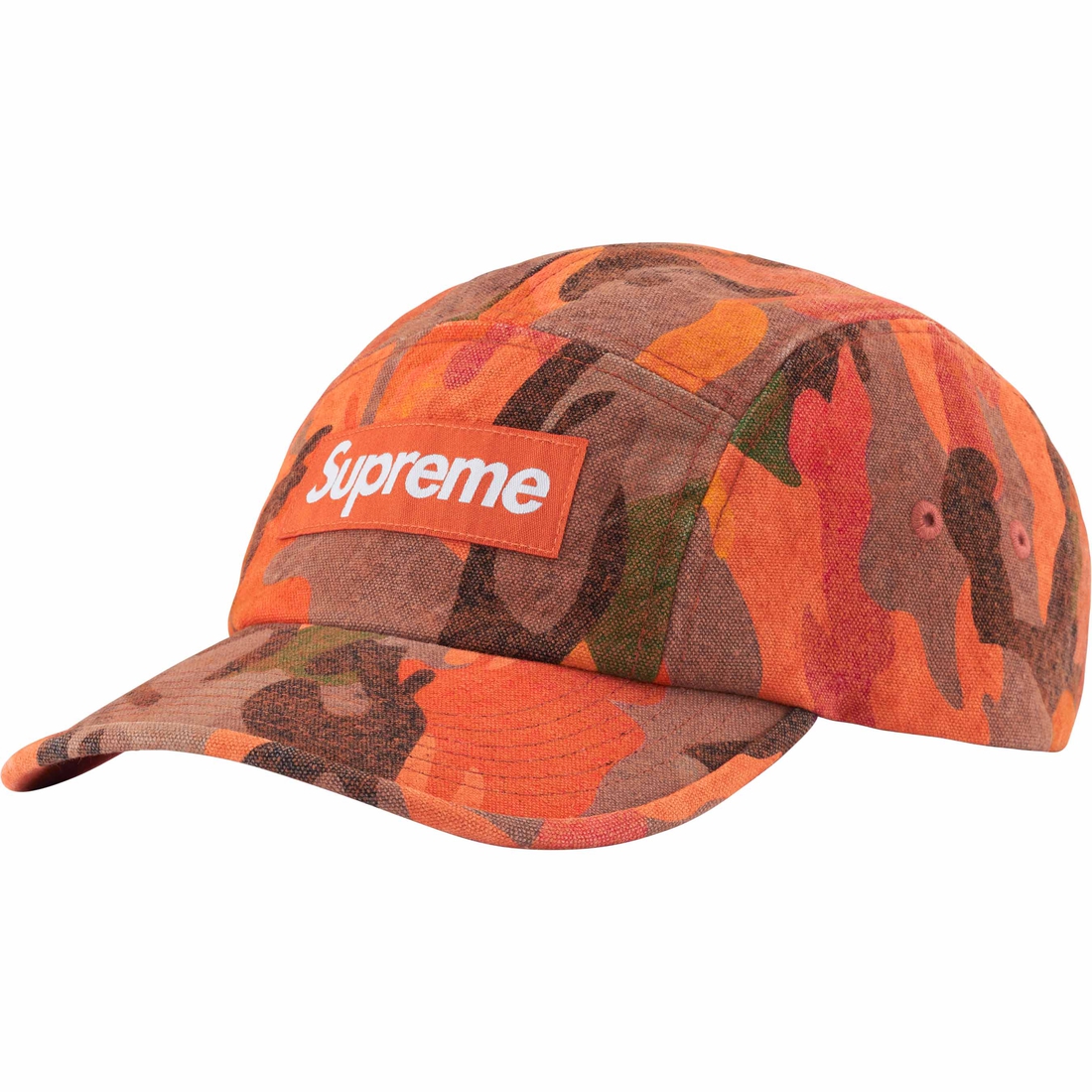 Supreme Washed Canvas Camp Cap (SS24) - Orange Camo - $54