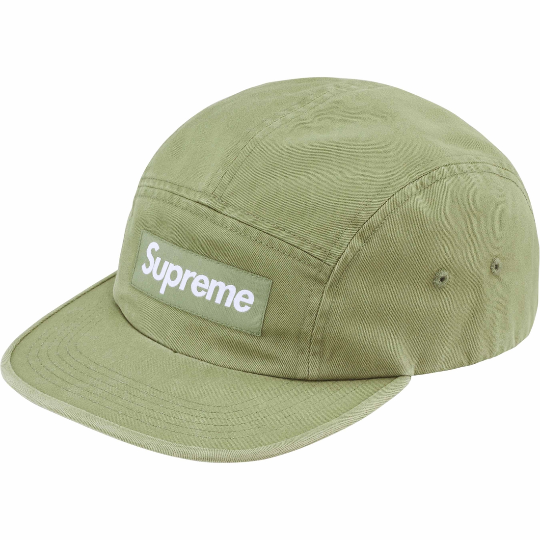 Supreme Washed Chino Twill Camp Cap (SS24) - Light Olive - $48