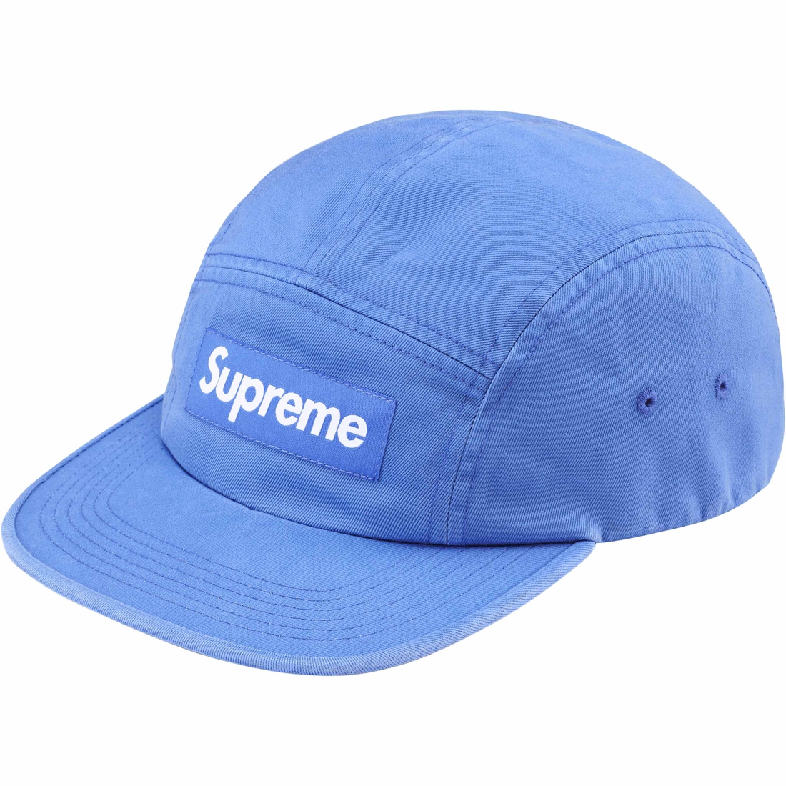 Supreme Washed Chino Twill Camp Cap (SS24) - Light Royal - $48