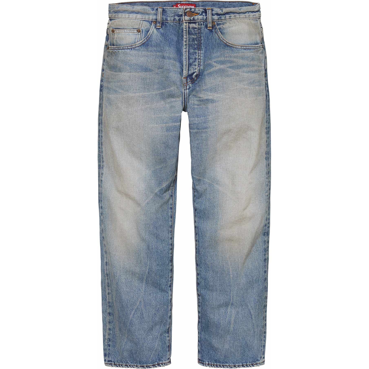 Supreme Distressed Loose Fit Selvedge Jean (SS24) - $298