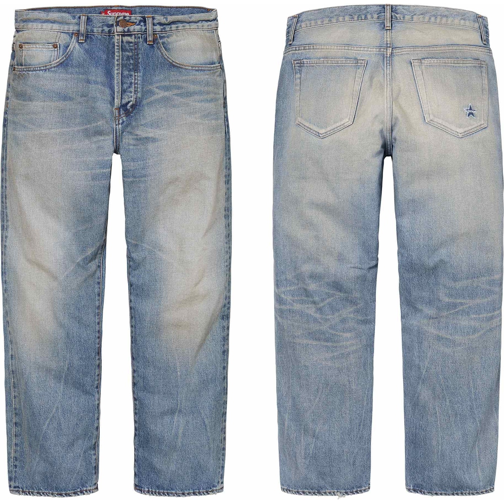 Supreme Distressed Loose Fit Selvedge Jean (SS24) - $298